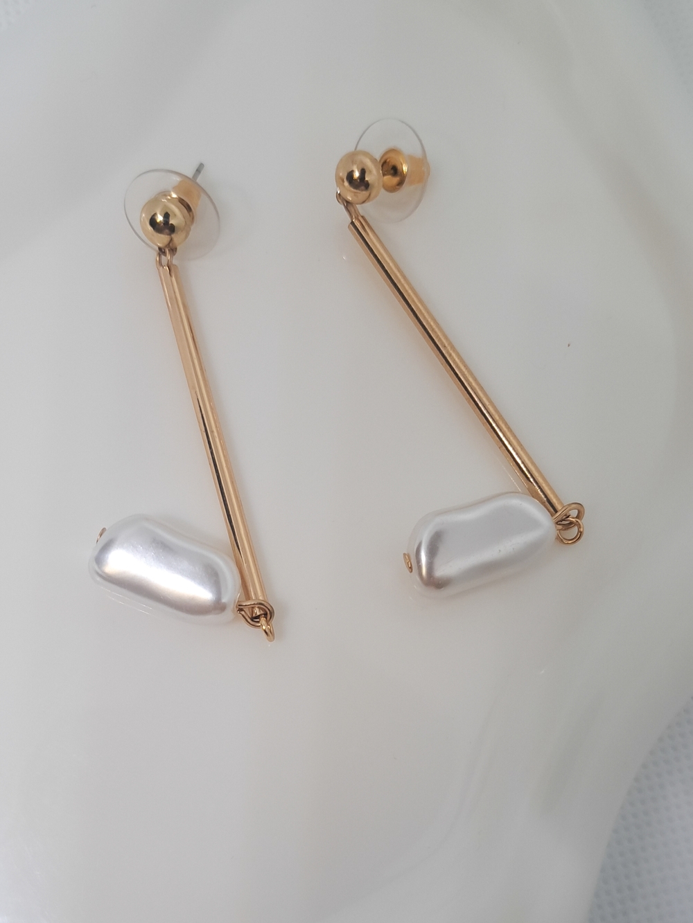 Gold Drop Earrings with White Pearl Accent Anthropolgie